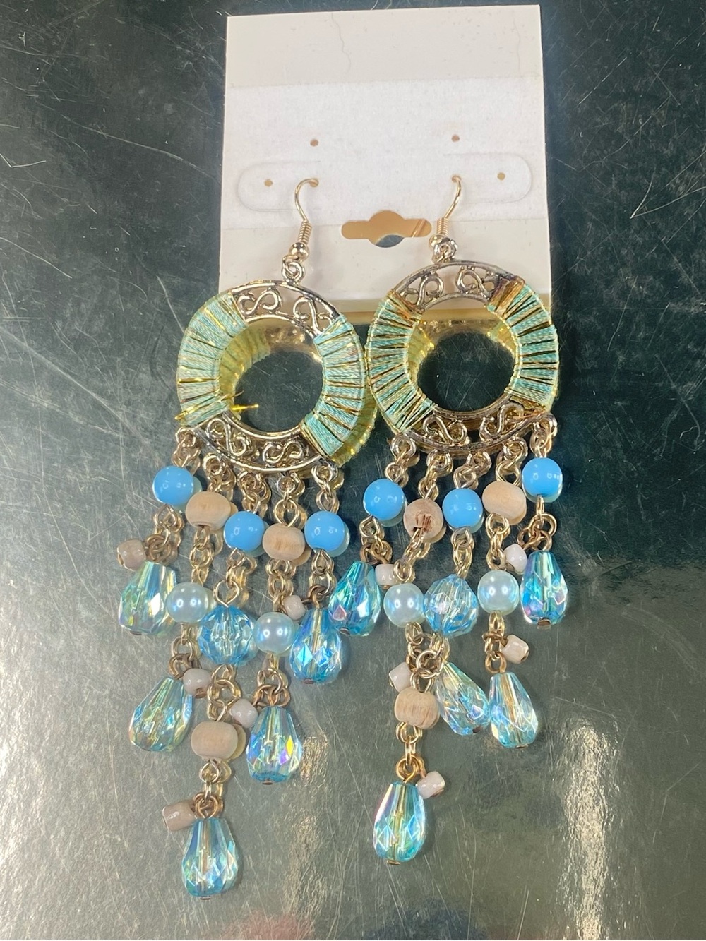 Boho Blue Teardrop Chandelier Earrings - Women Jewelry
